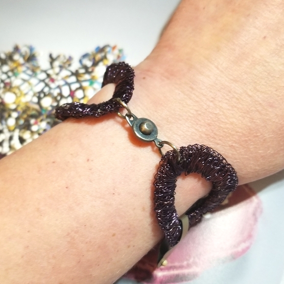 Antique Spun Sterling Silver Crystal Flower Bracelet - Picture 2 of 8